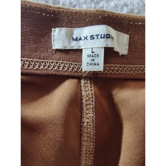 Max Studio Faux Suede Tapered Mid rise Brown Pull On Pants L - Picture 4 of 5